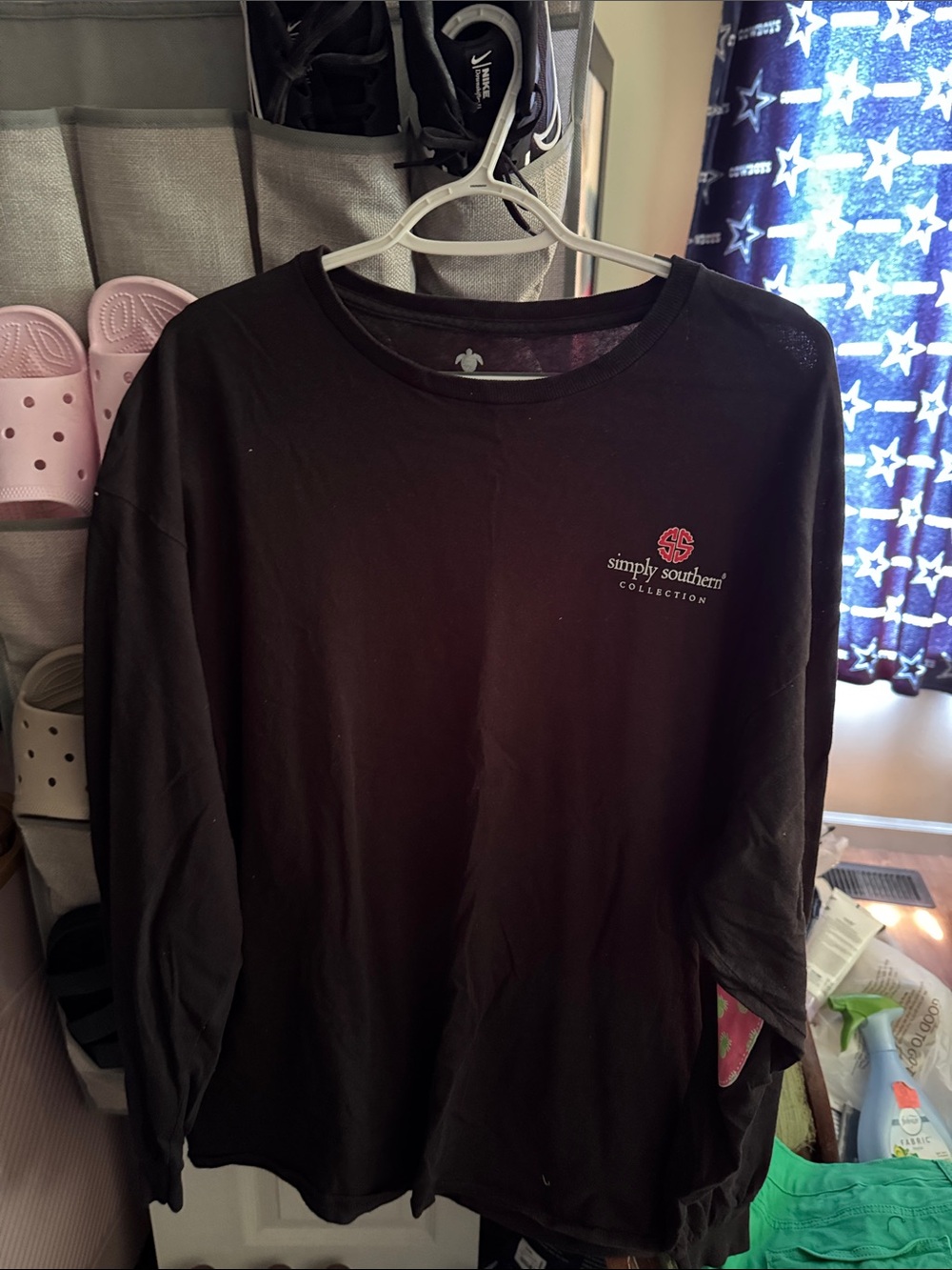 Simply Southern Black Long Sleeve Men’s Shirt with Red Logo